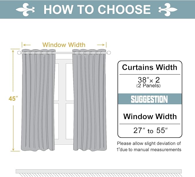ChrisDowa Grommet Room Darkening Curtains for Bedroom and Living Room - 2 Panels Set Thermal Insulated Blackout Curtains (Sky Blue, 38W x 45L)