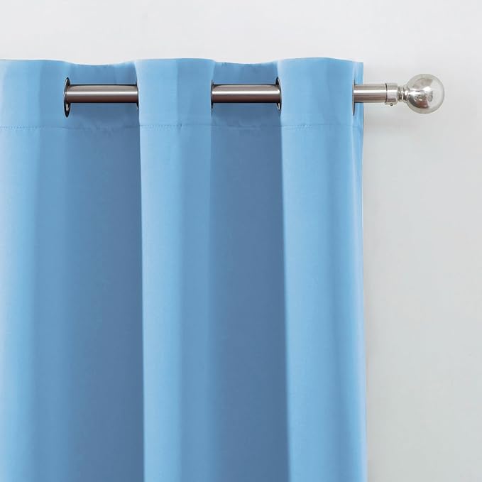 LEMOMO Blackout Curtains 66 x 72 Inch Long Sky Blue Curtains Set of 2 Panels Room Darkening Curtains for Bedroom and Living Room