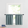 RYB HOME Cafe Blackout Curtains 24 inch Length, RV Curtains for Camper Windows, Mini Short Small Insulating Light UV Blocking Privacy Half Window Tiers, Width 29 by Length 24, Dusty Blue, 2 Panels