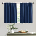 RYB HOME Short Navy Blue Blackout Curtains for Small Bedroom Window, Insulating UV Blocking Drapes for Kitchen Cafe Basement Garage, Privacy Tiers for Bathroom Window, Width 42 by Length 36, Set of 2