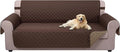 U-NICE HOME Large Sofa Cover Reversible Couch Cover for Dogs Pets with Elastic Straps Water Resistant Furniture Protector for 4 Cushion Couch (Oversized Sofa, Chocolate/Taupe)