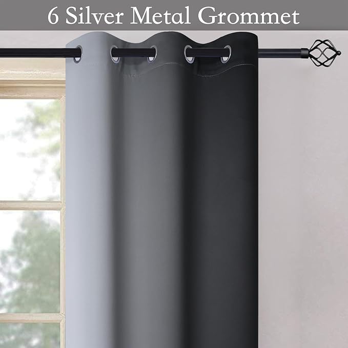 SimpleHome Ombre Room Darkening Curtains 54 inches Length for Bedroom,Grommet Gradient Light Blocking Black Gradient Window Curtains for Living Room,2 Panels, 42x54 inches