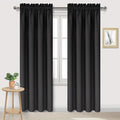 DWCN Blackout Curtains for Bedroom – Thermal Insulated Energy Saving Drapes for Living Room, Black, W 38 x L 84 Inch, Set of 2 Rod Pocket Curtain Panels