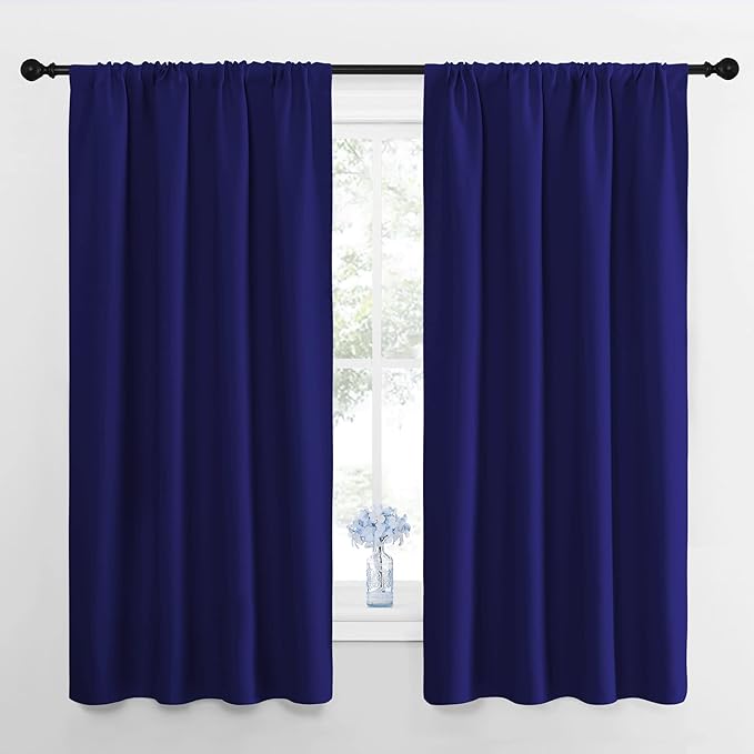 NICETOWN RV Blackout Curtains for Camper Windows, Navy Blue, 29" Wide by 50" Long, 2 PCs, Short Blackout Curtains & Drapes, Thermal Insulated Blackout Curtain Panels for Kids Room, Play Room