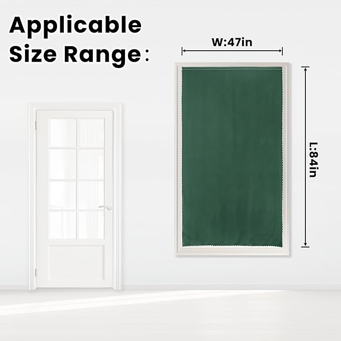 Blackout Curtains for Bedroom Sticky Curtain Blackout Window Cover Self Adhesive Curtains Rod No Drillng, 47" W X 84" L, Dark Green, 1 Panel