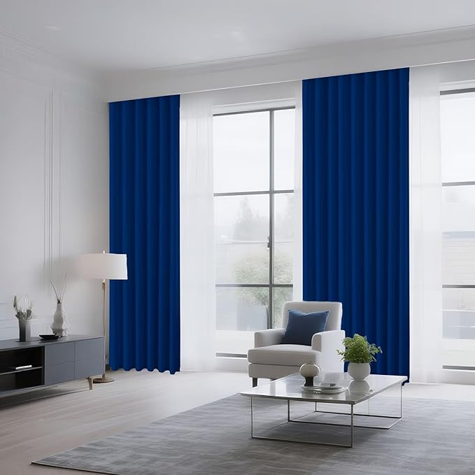 CUCRAF Royal Blue Blackout Curtains 63 inch Length 2 Panels Set, Rod Pocket Room Darkening Drapes for Bedroom Living Room, Insulated Thermal Light Blocking Window Curtain (W52 x L63 Inch)