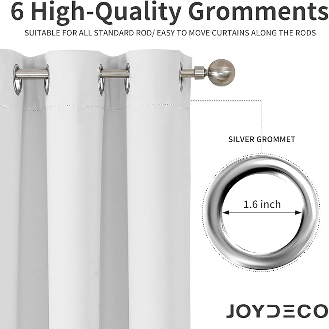 Joydeco Blackout Curtains 95 Inches Long 2 Panels Set, Thermal Insulated Long Curtains& Drapes 2 Burg, Room Darkening Drapes for Bedroom Living Room (Greyish White, W37 x L95 Inch)