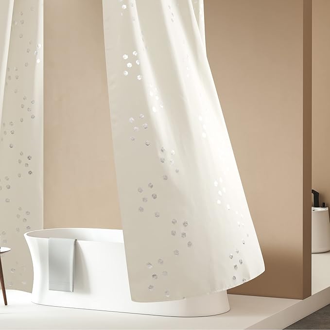Deconovo Designer Series Silver Cubic Print Room Darkening Curtains for Living Room Bedroom Sliding Glass Door, Light Beige, 52W x 95L Inches Long, 2 Panels