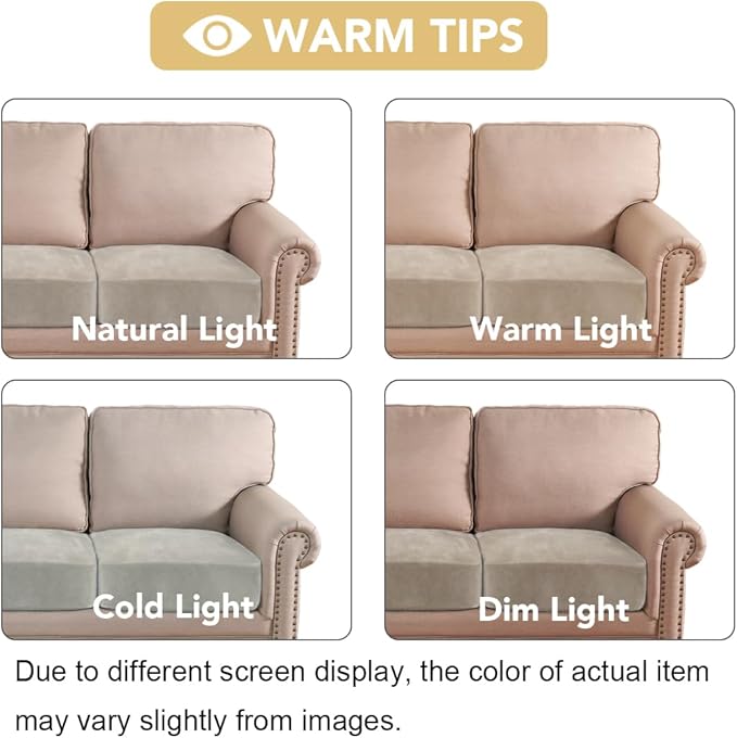 H.VERSAILTEX Velvet Stretch Couch Cushion Cover Plush Cushion Slipcover for Chair Loveseat Sofa Cushion Furniture Protector Seat Cushion Sofa Cover (3 Piece XL Sofa Cushion Covers, French Oak)