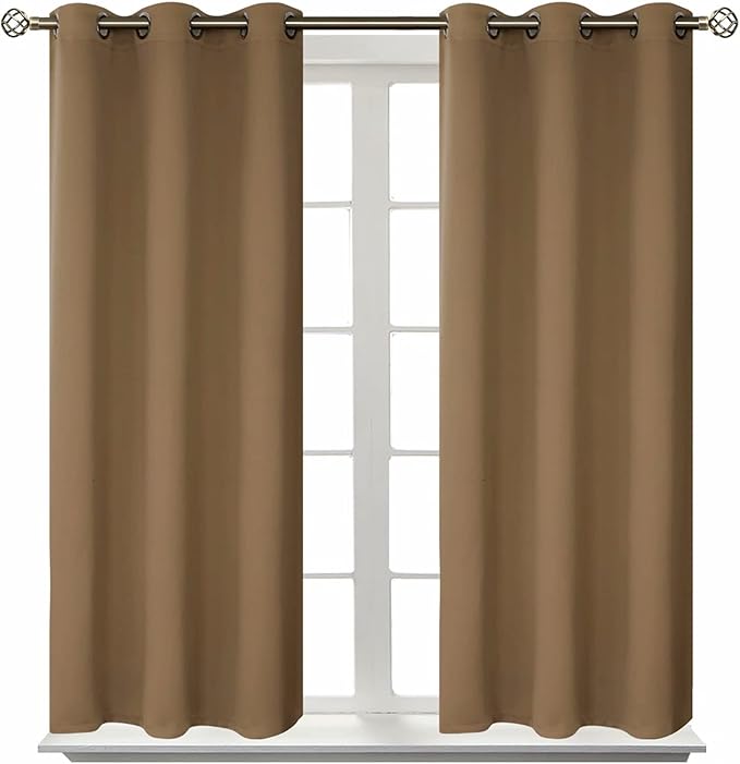 BGment Blackout Curtains for Living Room - Grommet Thermal Insulated Room Darkening Curtains for Bedroom, 2 Panels of 38 x 45 Inch, Taupe
