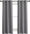 NICETOWN 100% Blackout Short Curtains with Black Liners, 2 Panels, 37" W by 50" L, Grey, Solid Thermal Insulated Full Blackout 2-Layer Lined Drapes, Energy Efficiency Window Draperies for Bedroom
