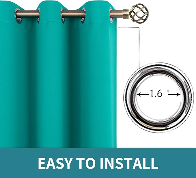 BGment Room Darkening Curtains 120 Inches Long - Grommet Thermal Insulated Drapes Window Treatment Curtains for Bedroom, 2 Panels, 52 x 120 Inch, Teal
