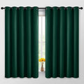 Yakamok Blackout Curtains Room Darkening Thermal Insulated Window Panels,Solid Grommet Top Drapes for Bedroom/Living Room(62Wx63L, Dark Green, 2 Panels)