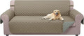U-NICE HOME Large Sofa Cover Reversible Couch Cover for Dogs with Elastic Straps Water Resistant Furniture Protector for Pets Couch Cover for 4 Cushion Couch (Oversized Sofa, Khaki/Light Grey)