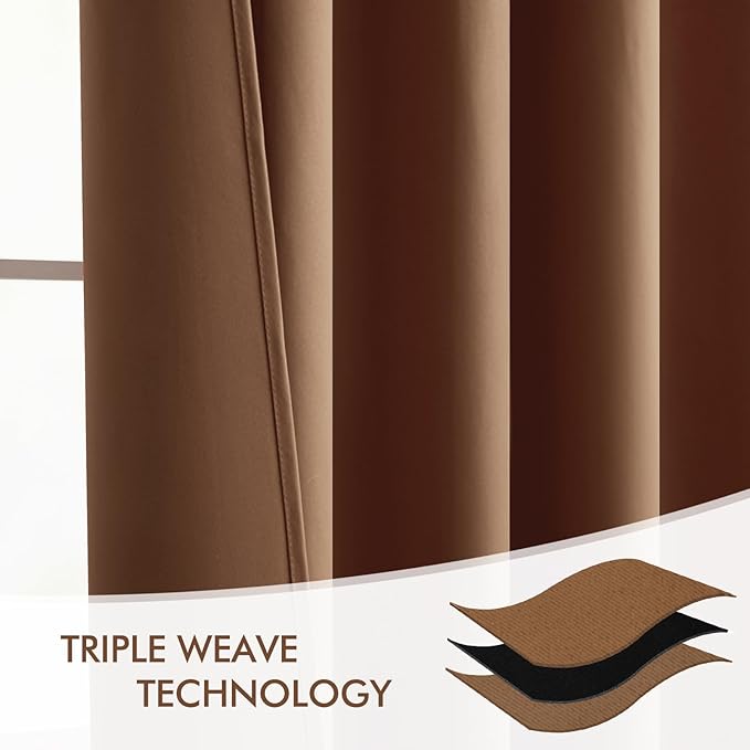 MIULEE Back Tab Blackout Curtains 120 Inch Long 2 Panels Set for Living Room Bedroom, Rod Pocket/Pinch Pleated Extra Long Thermal Insulated Room Darkening Light Blocking 10FT Drapes, Cappuccino Brown
