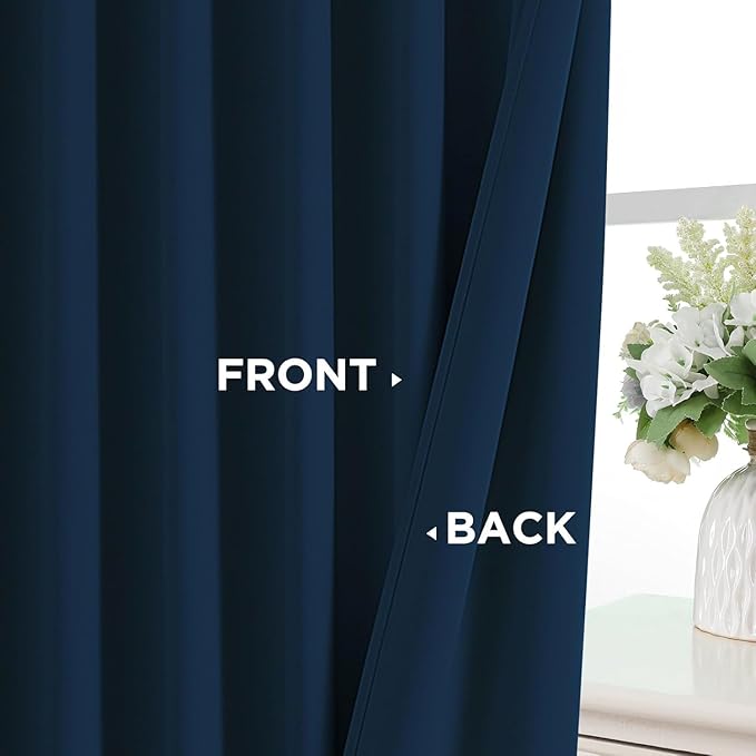 Joydeco Blackout Curtains 84 Inch Length 2 Panels Set, Thermal Insulated Long Curtains& Drapes 2 Burg, Room Darkening Grommet Drapes for Living Room Bedroom Window (Navy Blue, W52 x L84 Inch)