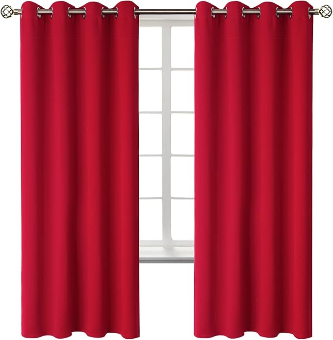 BGment Room Darkening Curtains 72 Inches Long - Grommet Thermal Insulated Drapes Window Treatment Curtains for Bedroom, 2 Panels, 52 x 72 Inch, Red