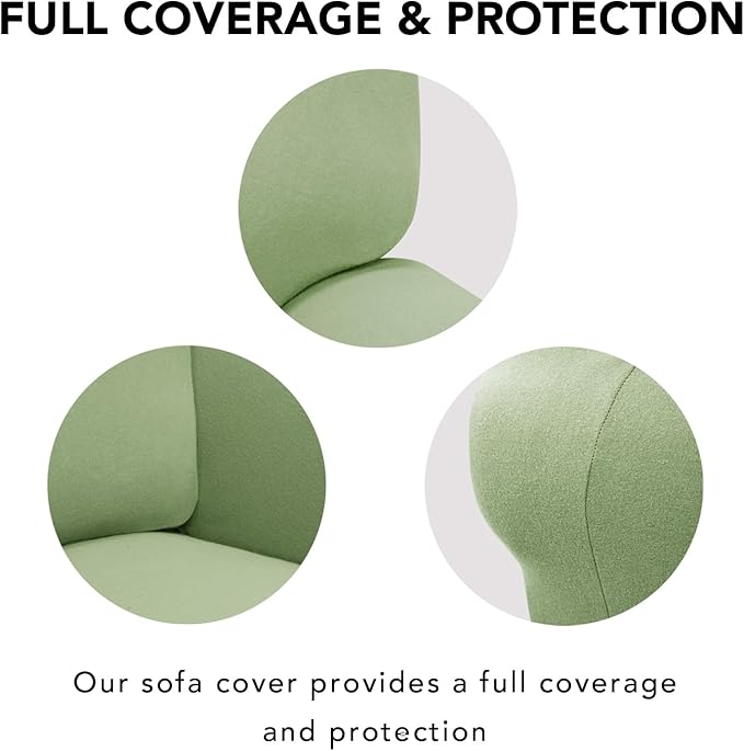 PureFit Super Stretch Sofa Slipcover – Spandex Non Slip Soft Couch Sofa Cover, Washable Furniture Protector with Non Skid Foam and Elastic Bottom for Kids, Pets （Loveseat, Sage Green）