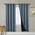 Yakamok Total Blackout Curtains, 2 Thick Layers Completely Blackout Soild Thermal Insulated Drapes with Black Liner for Bedroom(52Wx72L, Stone Blue, 2 Panels)