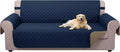 U-NICE HOME 4 Seater Sofa Cover 91 Inch Large Couch Covers for 4 Cushion Couch with Elastic Straps Water Resistant Furniture Protector Cover for Pets Cat (Sofa XX-Large, Navy/Taupe)