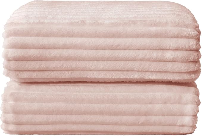 BEDELITE Fleece Throw Blanket for Couch – 3D Ribbed Jacquard Soft and Warm Decorative Fuzzy Blanket – Cozy, Fluffy, Plush Lightweight Light Pink Throw Blankets for Bed, Sofa, 50x60 inches