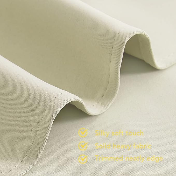 NICETOWN Kitchen Curtains, Short Curtains for Bedroom Windows, Beige, 42" W by 60" L, 1 Pair, Thermal Insulated Room Darkening Curtain Panels for Girls Room, Cafe