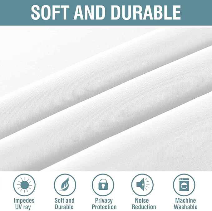 H.VERSAILTEX White Window Curtains 63 Inch Length Thermal Insulated Window Treatment Panel for Living Room Grommet Curtain Drape for Bedroom (1 Panel), 52" W x 63" L