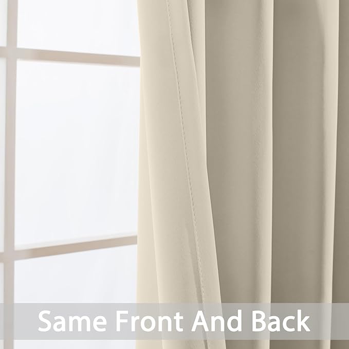 Yakamok Thermal Insulated Grommet Blackout Draperies/Drapes for Bedroom Window,Room Darkening Curtain Panels (2 Panels, W52 x L84 -Inch,Cream Beige)