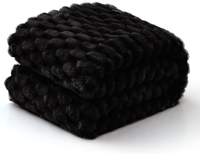 EXQ Home Fleece Throw Blanket for Couch and Bed, 3D Imitation Large Turtle Shell Jacquard Decorative Blankets, Plush Lightweight Fuzzy Flannel Blanket Suitable for All Seasons (50"×60",Black)