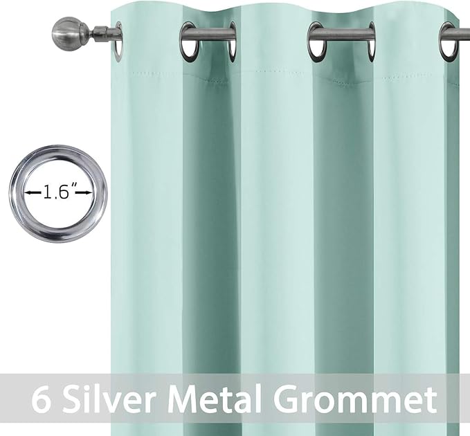 Yakamok Blackout Curtains Room Darkening Thermal Insulated Window Panels,Solid Grommet Top Drapes for Bedroom/Living Room(38Wx90L, Aqua, 2 Panels)
