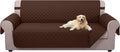 U-NICE HOME 4 Seater Sofa Cover 91 Inch Large Couch Covers for 4 Cushion Couch with Elastic Straps Water Resistant Furniture Protector Cover for Pets Cat (Sofa XX-Large, Brown/Brown)