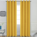 Yakamok Grommet Room Darkening Soft Thermal Insulated Mustard Yellow Blackout Curtains Window Panels for Bedroom, Width 52 Inch by Length 96 Inch, Two Curtain Panels