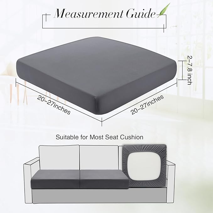Newwiee Set of 4 Stretch Patio Cushion Covers Sofa Couch Seat Chair Slipcovers Cushion Cover Replacement Furniture Protector for Pets Washable(Dark Grey,Seat Cover,Solid)