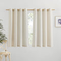 NICETOWN Natural Linen Cafe Curtains 45 inch Length, Thick Flax Linen Window Treatments Privacy Assured with Light Filtering for Farmhouse/Bedroom, W55 x L45, 2 Panels