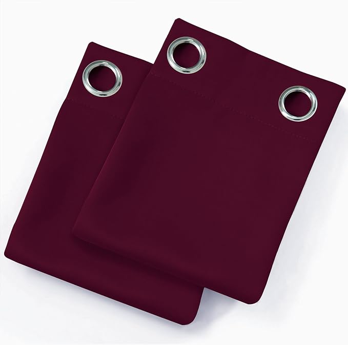 LEMOMO Burgundy Red Blackout Curtains 42 x 54 Inch Length Set of 2 Panels Grommet Bedroom Curtains for Living Room