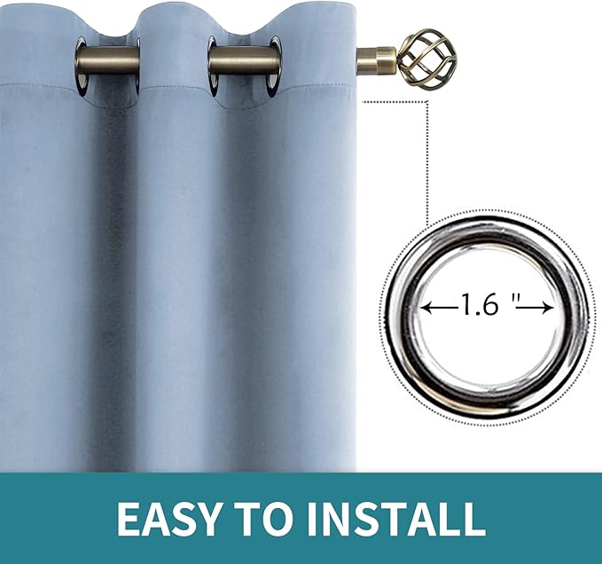 BGment Blackout Curtains for Bedroom - Grommet Thermal Insulated Room Darkening Curtains for Living Room, Set of 2 Panels (52 x 72 Inch, Spa Blue)