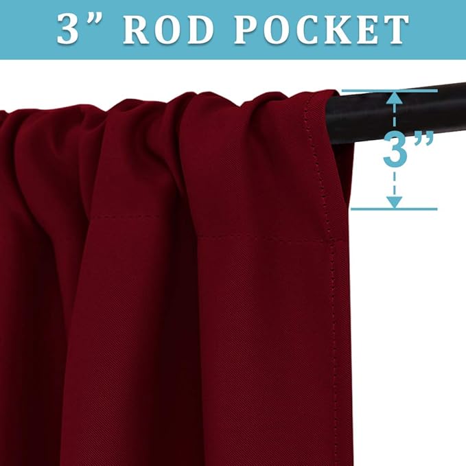 RYB HOME Blackout Cafe Curtains 30 inch Length, Short Light UV Heat Blocking Energy Saving Privacy Curtain Tiers for Basement Bathroom Kitchen Window, Width 29 by Length 30, Burgundy Red, 2 Panels