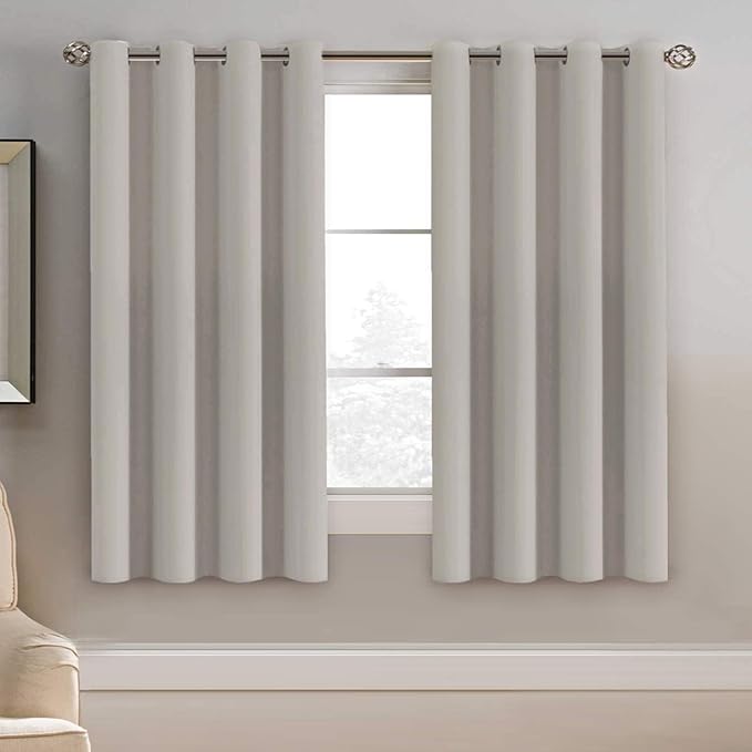 H.VERSAILTEX Light Blocking Curtain for Bedroom/Living Room, Energy Efficient Thermal Insulated Grommet Window Panel Blackout Curtains for Bedroom/Living Room, Stone, 52 by 63 inch Long, One Panel