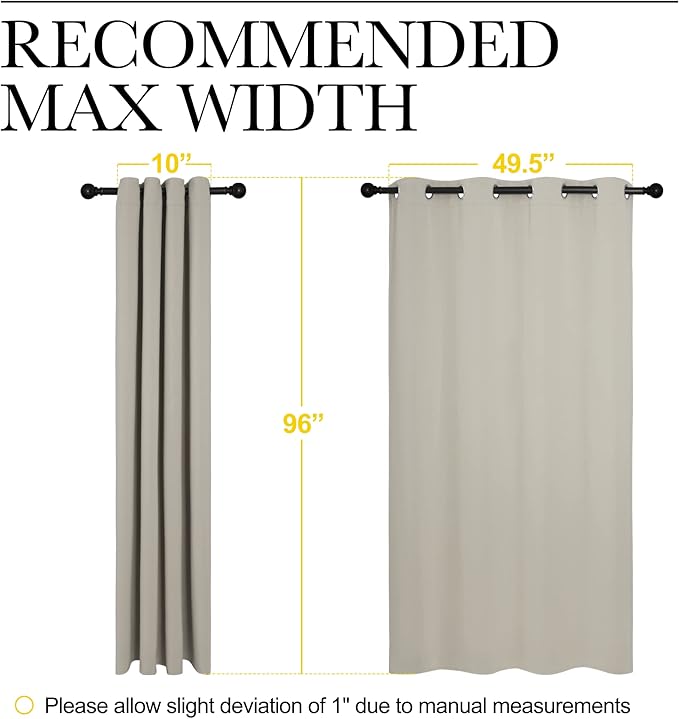 NICETOWN Natural Room Darkening Curtains 96" Long for Boho Farmhouse Home Decoration, Window Treatment Total Privacy Drape Panels for Bedroom Living Room Guest Room (55" Wide, Set of 2)