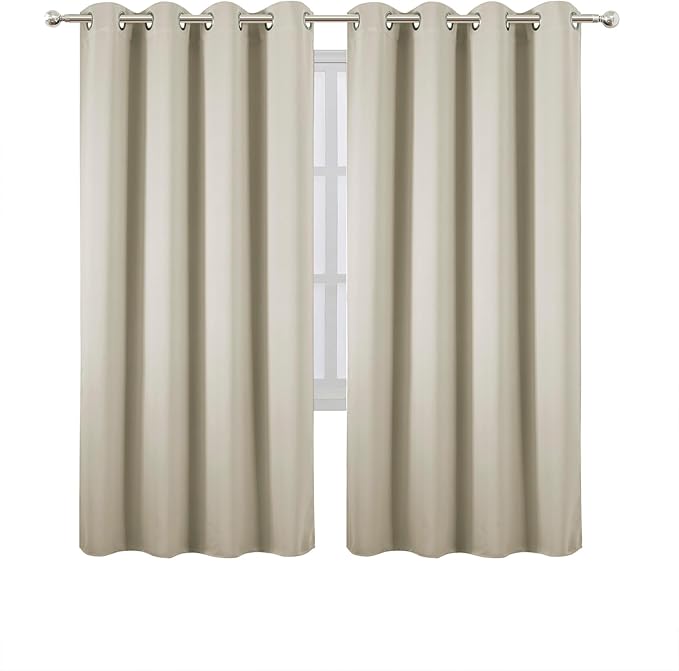 LEMOMO Blackout Curtains 66 x 72 Inch Long Light Beige Curtains Set of 2 Panels Room Darkening Curtains for Bedroom and Living Room