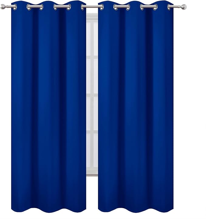 LEMOMO Royal Blue Thermal Blackout Curtains/42 x 84 Inch/Set of 2 Panels Room Darkening Curtains for Bedroom