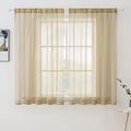 MIULEE 2 Panels Solid Color Sheer Window Curtains Elegant Window Voile Panels/Drapes/Treatment for Bedroom Living Room (54X63 Inches Beige)