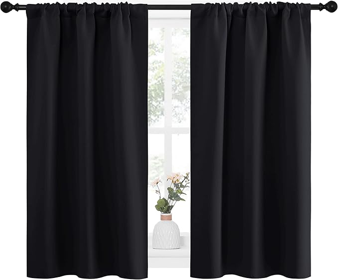 NICETOWN Black Out Curtain Panels for Kitchen - Energy Smart Decoration Thermal Insulating Blackout Drapes/Draperies for Small Window (2 Panels, 34 inches Wide by 45 inches Long)