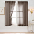 Chocolate Sheer Curtains 63 Inch Length 2 Panels, Voile Sheer Curtain for Living Room, Breathable Light Filtering Modern Window Treatments, Soft Fabric Dual Rod Pocket Drapes, 2x42Wx63L Inches