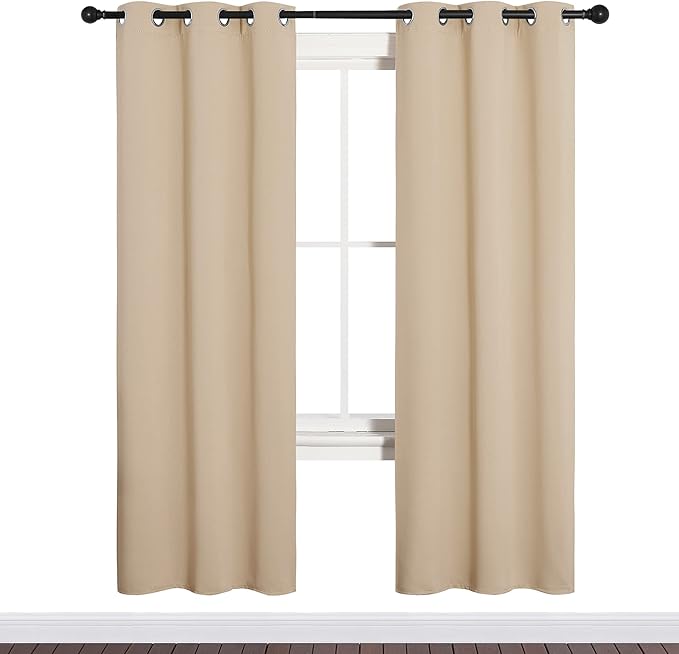 NICETOWN Room Darkening Curtain Panels for Cafe, Thermal Insulated Grommet Room Darkening Draperies/Drapes for Window (Biscotti Beige, 2 Panels, W34 x L72 -inch)