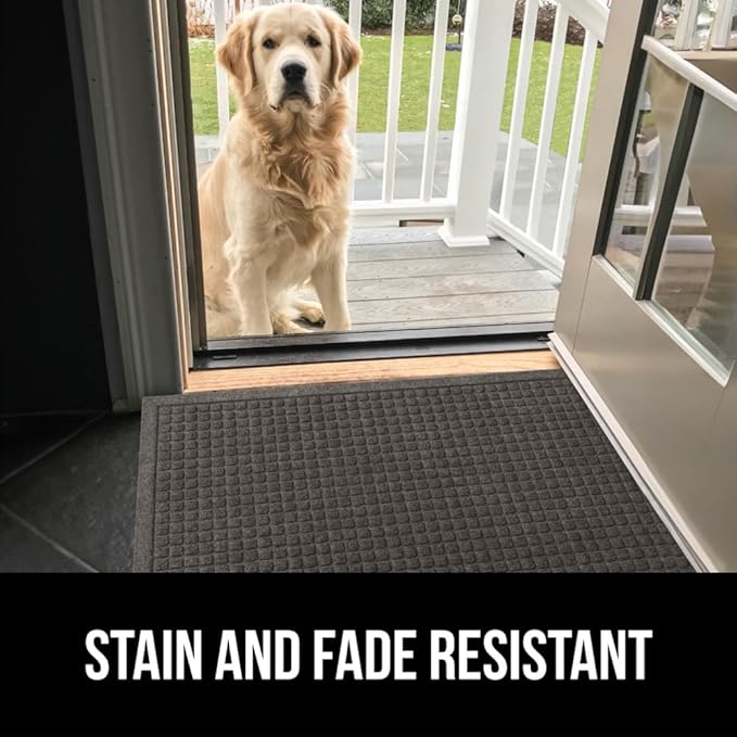 GORILLA GRIP® Ultra Absorbent Front Door Mat Outside Entrance, 72x24, Traps Dirt and Moisture, HydroABSORB Indoor Outdoor Doormat Holds 2.75 Cups Water, Stain and Fade Resistant Welcome Mat, Charcoal