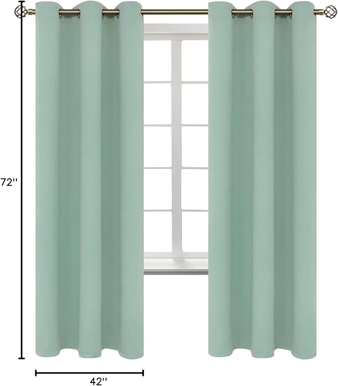 BGment Blackout Curtains - Grommet Thermal Insulated Room Darkening Bedroom and Living Room Curtains, Set of 2 Panels (42 x 72 Inch, Frosty Green)