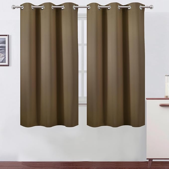 LEMOMO Brown Thermal Blackout Curtains/38 x 63 Inch/Set of 2 Panels Room Darkening Curtains for Bedroom
