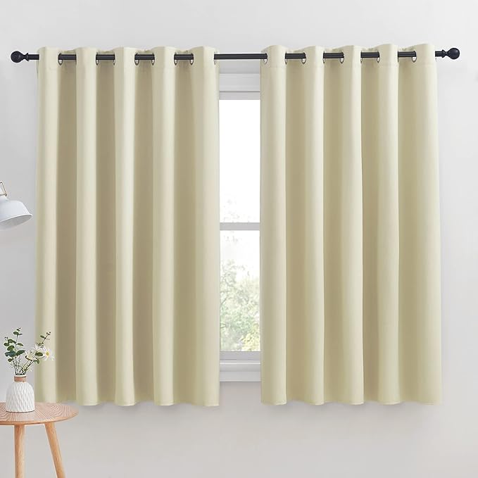 NICETOWN Room Darkening Curtain Panels for Cafe, Thermal Insulated Grommet Room Darkening Draperies/Drapes for Window (Beige, 2 Panels, W70 x L63 -inch)