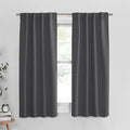 PONY DANCE Short Length Curtains for Kitchen, Solid Window Curtain Tiers for Bathroom Energy Saving Privacy Shade for RV Camper (2 Panels, Grey, 34x45 Inch)